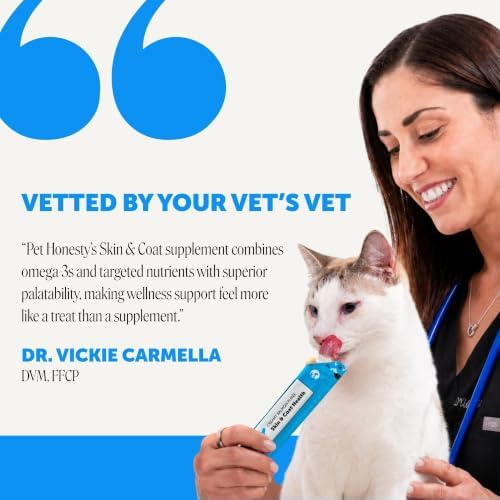 Pet Honesty Vet Backed Cat Skin & Coat Supplement Puree, Salmon, 20 Ct