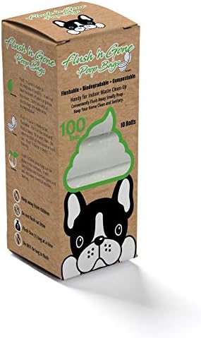 Flush 'n Gone Poop Bag - 10 rolls (100 Bags) - Biodegradable, Compostable, Flushable Poop Bags for Better Environment