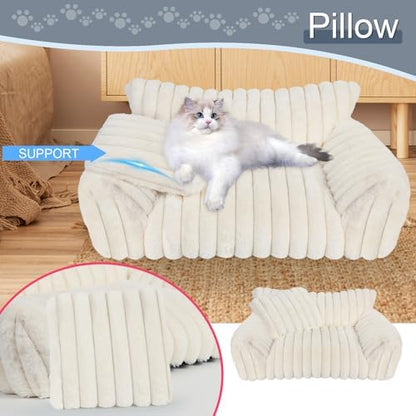 Dog Beds for Small Dogs,Cat Dog Couch Bed for Indoor Cats, Dog Sofa,M,White