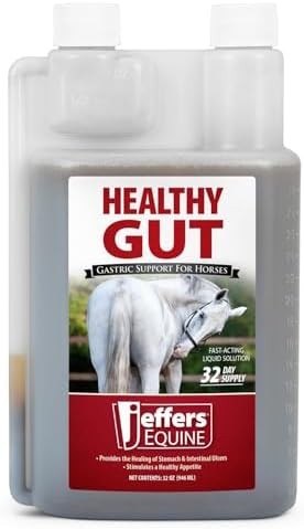 Jeffers Healthy Gut Horse Gastric Support – Liquid Digestive Supplement for Horses Prone to Ulcers, Easy to Feed Formula, Supports Gut Comfort & Balanced Digestion – 32 oz (32 Day Supply)