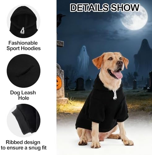 EXPAWLORER Dog Hoodies for Small Medium Large Dogs,Halloween Theme Black XL