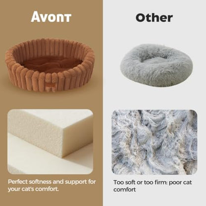 Avont Cat Bed for Indoor Cats, Fluffy Washable with Raised Rim
