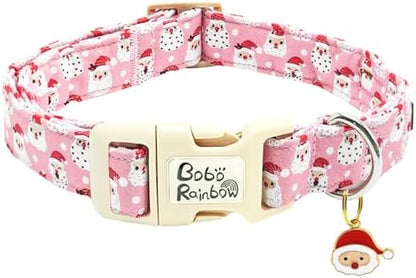 Dog Collars, Christmas Pet Collar Holiday Dog Collar Santa Claus Print Pet Collar Durable Collar Cute Puppy Collar Soft Dog Collars Adjustable Dog Collar for X-Small Dogs