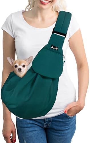 SlowTon Dog Carrier Sling - Thick Padded Shoulder Strap Adjustable, Green S