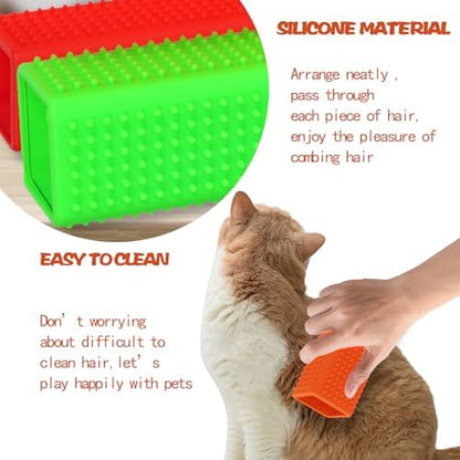 2pcs Pet Dog Cat Hair Remover, Pet Hair Removal Tool, Hollow Cleaner Brush for car，Interior, Furniture, Sofa (red and green)