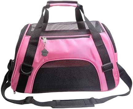 ZaneSun Cat Carrier,Soft-Sided Pet Travel Carrier for Cats,Dogs Puppy Comfort Portable Foldable Pet Bag Airline Approved (LightPink)