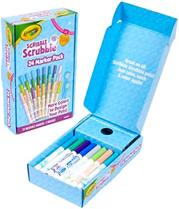 Crayola Scribble Scrubbie Pets Marker Refill & Expansion Set - 24 Washable Markers for Kids, Gifts for Girls & Boys [Amazon Exclusive]