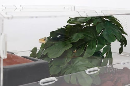 Fake Monstera Reptile Terrarium Plants for Ball Python Snake Gecko