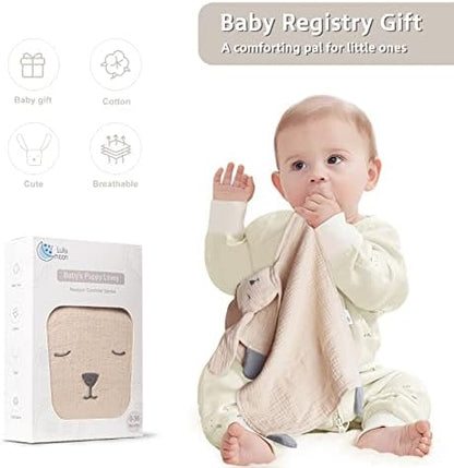lulumoon Muslin Baby Security Blanket: Soft Puppy Lovey for Self-Soothe