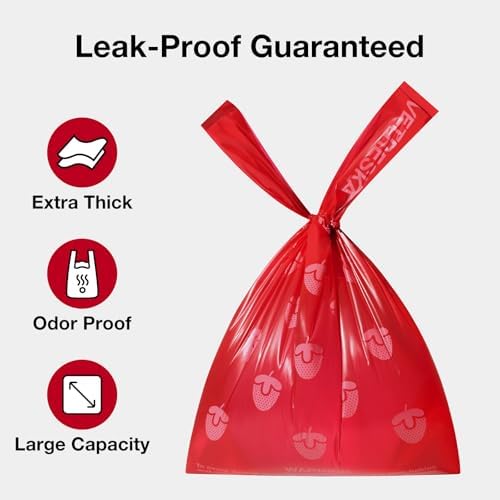 VETRESKA Dog Poop Bags with Handle 120 Count, Strawberry Scented Waste Bag