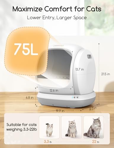 Meowant Self Cleaning Cat Litter Box for Multiple Cats Kittens Senior Pets