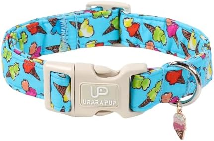 Summer Dog Collar, Colorful Icecream Cotton Dog Collar with Quick Release, Summer Collars for Small Medium Large Boys Dogs, Cute Durable Comfortable Pet Collars