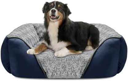 INVENHO X-Large Dog Bed Rectangle Washable Orthopedic Soft Calming Sleeping Durable Pet Cuddler with Anti-Slip Bottom