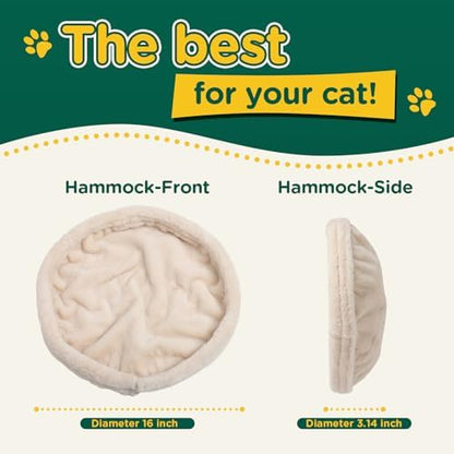 Cat Desk Bed, Round Cat Bed for Desk，Adjustable Steel Frame, Indoor Desk Perch for Cat up to 25 lbs, Unique and Modern Cat Furniture（Cream）