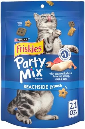 Friskies Purina Party Mix Beachside Crunch Cat Treats, (10) 2.1 oz Pouch