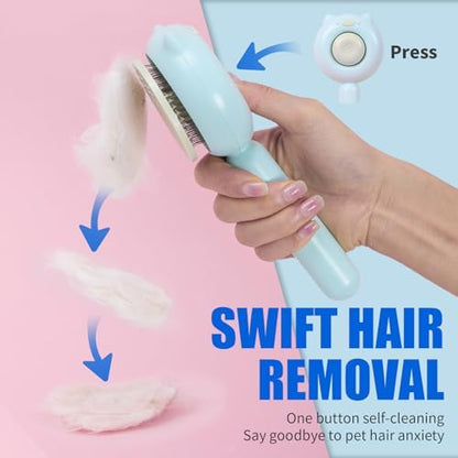 Cat Brush Dog brushes with Release Button for Shedding Grooming, suit for Long or Medium Haired Cats, Lightweight Skin Friendly Pet Brush Hair Removal Comb Brushes for Kitten