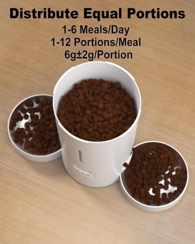 Automatic Cat Feeder 2 Cats, 4.2L Dry Food Auto Dispenser with Double Bowls,Dual Power Supply,Programmable Portion Control,10s Voice Recorde (White)