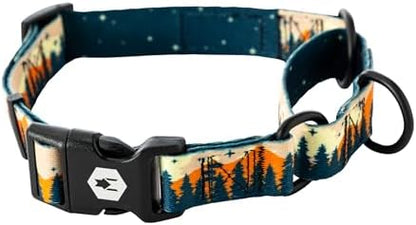 Wolfgang Heavy Duty Martingale Dog Collar with Quick Release Nylon Buckle for Walking & Training, Overland Print, Small