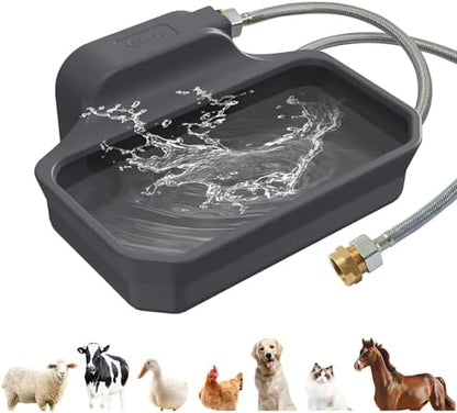 FICUSWIN 135OZ Automatic Water Dispenser for Large Dogs Patented Outdoor Dog Water Bowl Dispenser Automatic Dog Feeder Fit 3/4'' GHT Faucet Dog Waterer Include Water Hose Extra-Large Drinking Area