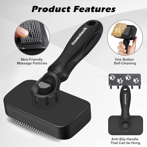 Comotech 3PCS Cat Grooming Supplies,Cat Brush & Nail Clipper/Trimmer & Flea Comb for Shedding Indoor Cats Dogs and Small Animals - Meet All Your Pet's Daily Grooming Needs - All in One Set (Green)