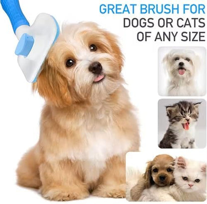 Generic Pet Grooming Brush, Blue - Self Cleaning Hair Brush for Dogs and Cats, Removes Loose Undercoat, Bristles with Massage Particles, Ergonomic Handle, For Long or Short Hair Breeds