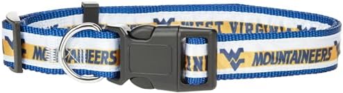 Pets First Collegiate PET Collar New Version West Virginia Mountaineers Dog Collar, Size Large. Best Sports Team Color for Dogs & Cats. A Shiny & Colorful Dog & Cat Collar Licensed by The NCAA