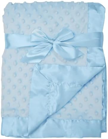 American Baby Company Heavenly Soft Chenille Receiving Blanket (30" x 40"), 2-Layer Design with Minky Dot & Silky Satin, Blue, for Boys and Girls