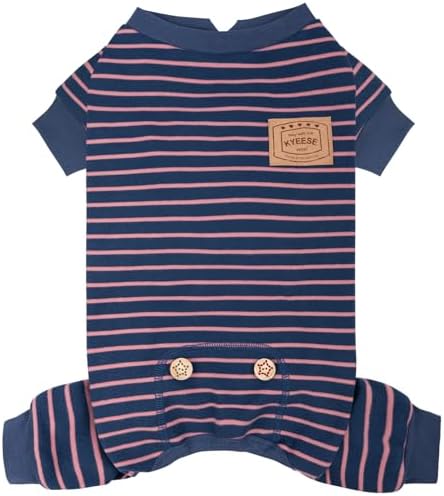 KYEESE Striped Dog Pajamas for Small Dogs Thermal Fleece Onesie Daily Wear