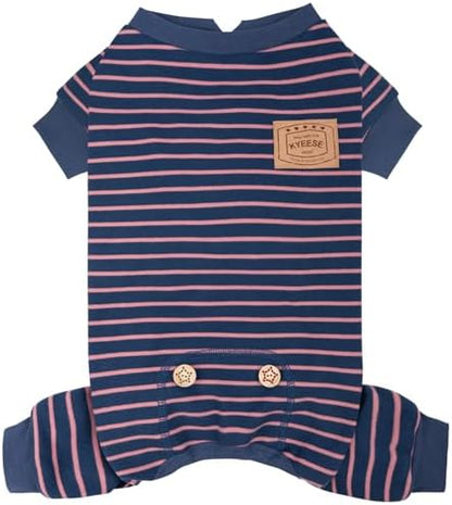 KYEESE Striped Dog Pajamas for Small Dogs Thermal Fleece Onesie Daily Wear