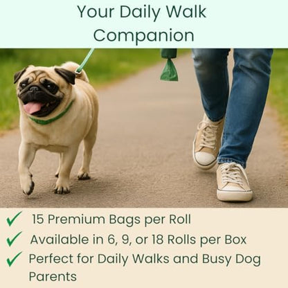 100% Certified Home Compostable Poop Bags (135 Count 9 Rolls), Plant Based, Extra Thick (20 Micron), Leak Proof, Unscented Standard Size 9 X 13'', ASTM D6400 & EN 13432 Compliant