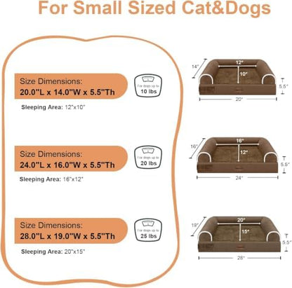 NANUYA Orthopedic Dog Bed for Small Dogs, 24 x 16 Inch, Dark Coffee