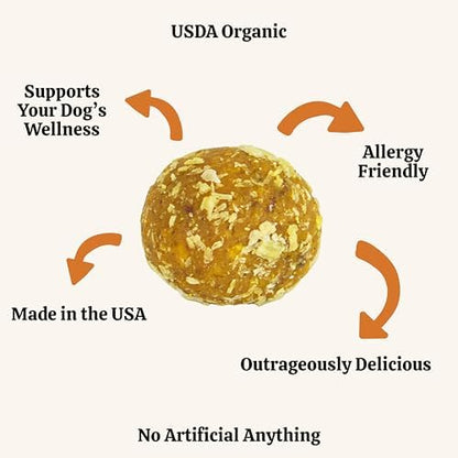 Lord Jameson Golden Health Soft & Chewy Organic Dog Treats - Anti-Inflammatory Tumeric & Flax Seed - No-Bake Recipe - Gluten-Free, Preservative-Free, USDA Certified Organic - Made In USA 6 oz