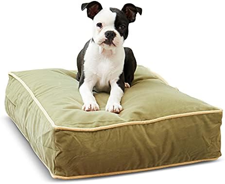South Pine Porch Buddy Reversible Rectangle Pillow Style Microfiber Dog Bed with Removable, Machine-Washable Cover, Moss, Extra Small (24 in. x 18 in.)