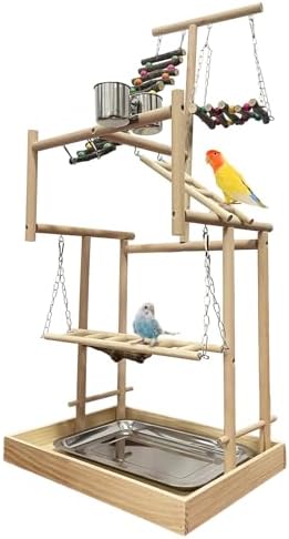 Hamiledyi 4 Layers Large Bird Playground 32" H Pet Parrot Playstand Gym