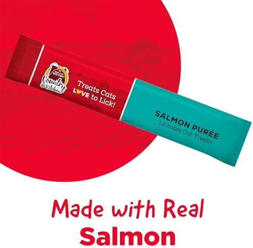 Country Kitchen Salmon Puree Lickable Cat Treats, 2 oz, Pack of 4