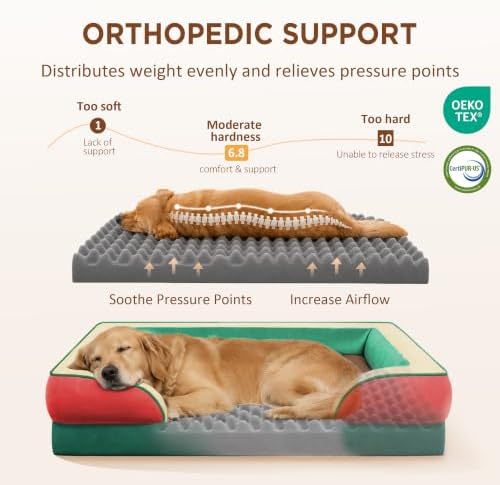 Comfort Expression Orthopedic Dog Bed for Extra Large Dogs with Bolster