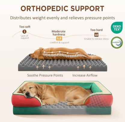 Comfort Expression Orthopedic Dog Bed for Extra Large Dogs with Bolster