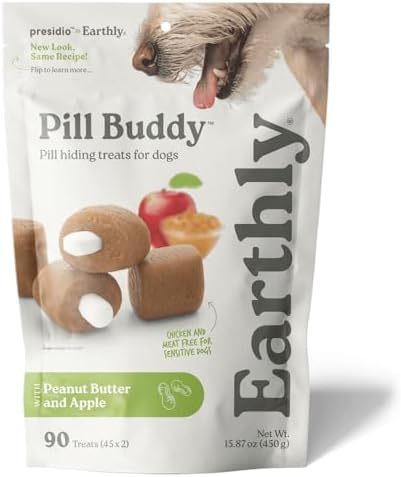 Presidio Earthly Pill Buddy Naturals - PB & Apple Recipe Pill Hiding Treats for Dogs - Make A Perfect Pill Concealing Pocket Or Pouch for Any Size Medication - 90 Servings