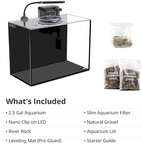 NICREW 2.5 Gallon Nano Nature Aquarium Kit Betta Fish Tank, Complete, Black