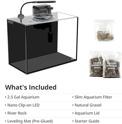 NICREW 2.5 Gallon Nano Nature Aquarium Kit Betta Fish Tank, Complete, Black