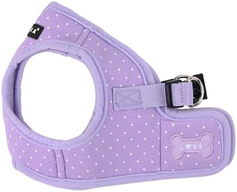 Puppia Dotty Dog Vest Harness B (Step-in) Fashionable Polka Dot Pattern Spring Summer Harness for Small Dogs, Violet, Large
