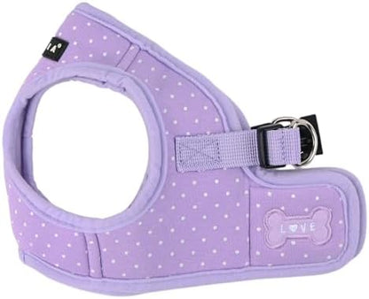Puppia Dotty Dog Vest Harness B (Step-in) Fashionable Polka Dot Pattern Spring Summer Harness for Small Dogs, Violet, Large