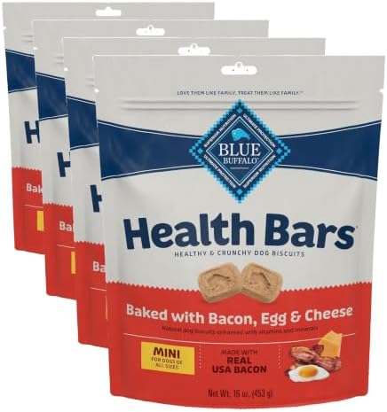 Blue Buffalo Health Bars Bacon Egg & Cheese Mini Dog Biscuits, 1 Pound (Pack of 4)