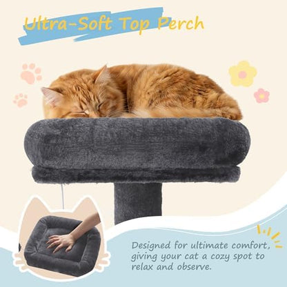 SHA CERLIN 82 inch, Multi-Level Cat Tree Tower for Indoor Cats, Cat Condo with Sisal Scratching Posts, Plush Perches, Hammocks, Toy Balls, Dark Grey