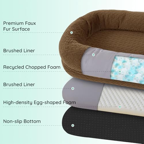 ChiXnuggle Orthopedic Human Dog Bed,with Faux Fur Washable Cover,Blanket
