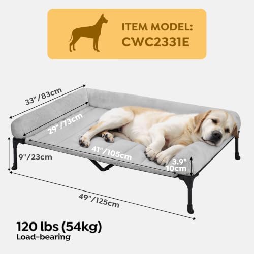 Veehoo Elevated Dog Beds Large Sized Dog with Fluffy Plush Bolster Cushion