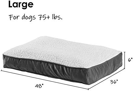 South Pine Porch Buddy Reversible Rectangle Pillow Style Microfiber and Sherpa Dog Bed with Removable, Machine-Washable Cover, Crimson Sherpa, Large (48 in. x 36 in.)