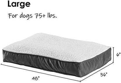 South Pine Porch Buddy Reversible Rectangle Pillow Style Microfiber and Sherpa Dog Bed with Removable, Machine-Washable Cover, Crimson Sherpa, Large (48 in. x 36 in.)