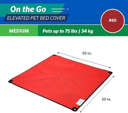 Coolaroo On The Go Cooling Elevated Dog Bed Replacement Cover, Portable for Travel & Camping, Collapsible for Storage, Medium, Red