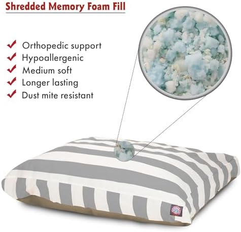 Majestic Pet Shredded Memory Foam Dog Bed Medium with Removable Washable Cover – Rectangle Orthopedic Dog Bed–Durable Dog Crate Bed-Flat Dog Bed for Senior Dogs - (35x29) M - Links - Yellow